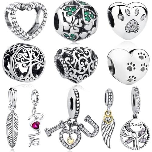 ELESHE Christmas Gift 925 Sterling Silver Crystal Charms Beads Fit Original Charm Bracelet Women DIY Jewelry Making