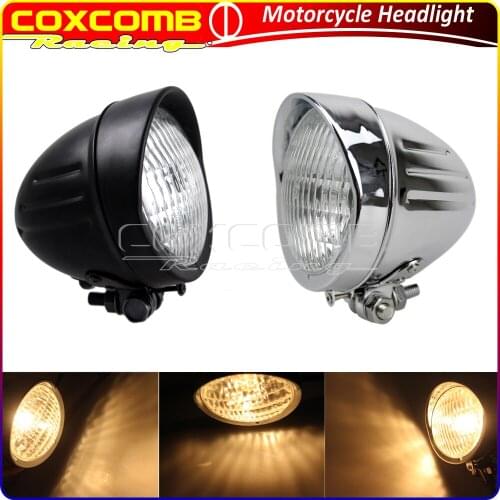 Motorcycle Visor Bullet Headlight H4 Lamp Emark 12V 60/55W Headlamp For Harley XS650 Cafe Racer Honda Chopper Suzuki Cruiser