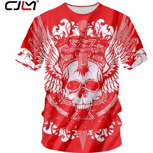 CJLM Punk Youth New Men Cool Rock T Shirt Funny Print 3D Skull Head Mens Casual Short Sleeve Rock Tshirt Tee Shirts S-7XL
