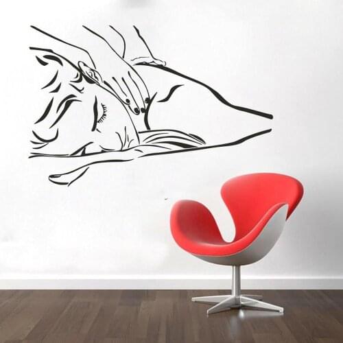 Massage Wall Decal Woman Relax Body Art Wallpaper Spa Beauty Salon Interior Decor Door Window Vinyl Stickers Waterproof Q523