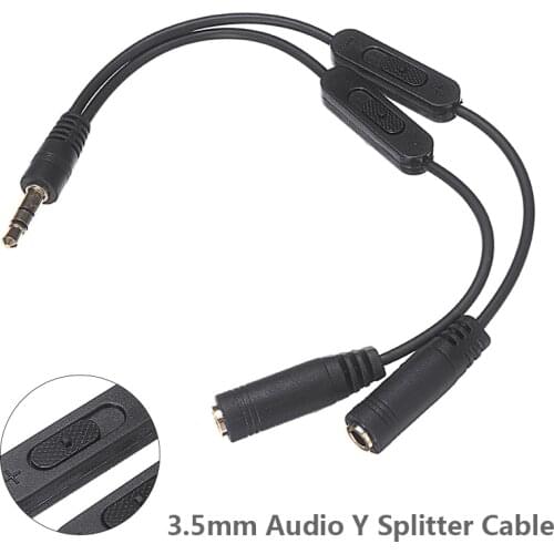 Mayitr 3.5mm Stereo Audio Headphone Male To 2 Female Y Splitter Cable Volume Control Suitable For MP3 Media Player 20cm