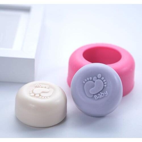 Cute Baby Feet Soap Mold DIY Round Shape Chocolate Candy Baking Mould Handmade Soap Silicone Molds Resin Crafts Home Decor