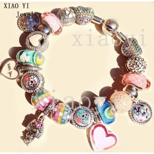 XIAOYI 2020 New 100% S925 Zircon color love doll glass beads personalized high quality bracelet DIY jewelry for his girlfriend