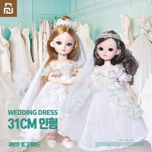 New Xiaomi Youpin 12 inch 31cm Wedding Dress Doll 23 Joint Moveable Body BJD Doll Makeup Clothes Beauty Gift Toy For Girl