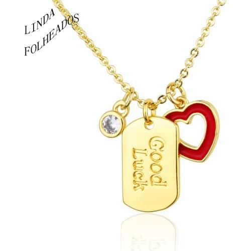 2021 Fashion Hot Sale Lucky Brand Necklace Gold Color Long Chain Copper Metal Pendant Charm Party Wedding Gift Jewelry for Women