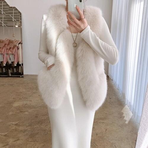 Autumn Winter 2021 Female Imitation Mink Fur Vest Casaco Feminino Korean Slim Warm Beige Waistcoat Elegant Women Sleeveless Tops