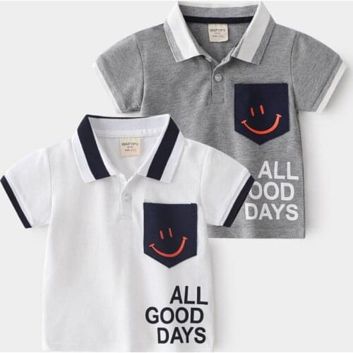 2-7Y Baby Boys Shirts Short Sleeve Tops Striped Turn-down Collar Boy Sport Polo Shirt Kids School Costume Children Girls Clothes