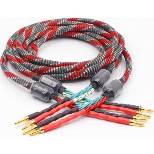 Pair Hi-End oxygen-free copper audio speaker cable HI-FI high-end amplifier speaker cable Banana plug
