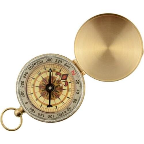 Camping Hiking Portable Brass Pocket Golden Compass Copper Navigation for Outdoor Activities