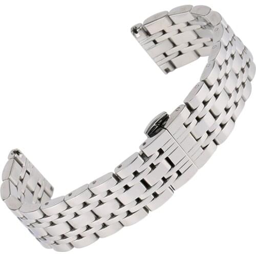 20MM Watch Strap Stainless Steel Exquisite Push-Button Hidden Clasp Wristwatch Band Siliver Watches Bracelet pasek do zegarka