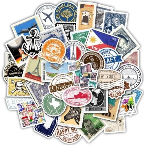 10/30/50PCS World Architecture Tourism Stamp Stickers Laptop Guitar Luggage Waterproof Graffiti Sticker Decal Kid Classic Toys