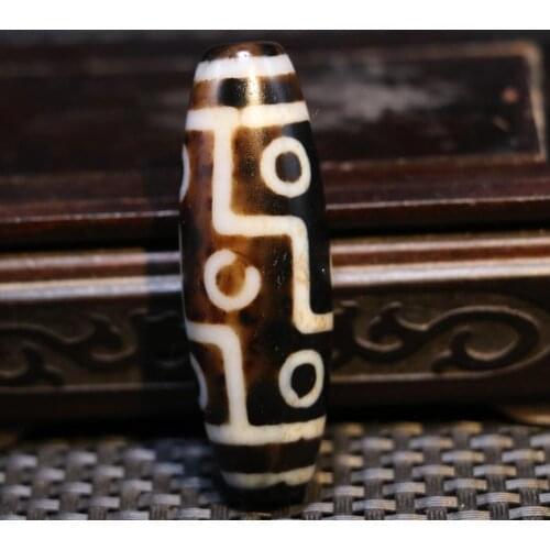 Treasure Magic Power Tibetan old Agate 9 Eye Kingdom Symbol Big Drum dZi Bead Amulet Pendant Talisman Timestown UPD22