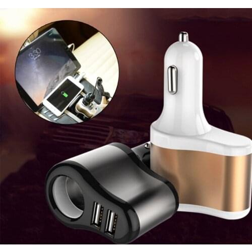 Universal Dual USB Port Car Charger With Cigarette Lighter Socket 12V-24V 120W