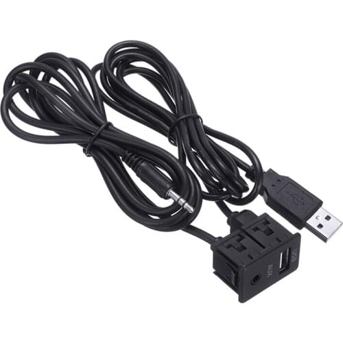Universal 1pc 1m Black Car Boat AUX USB Panel USB/AUX Switch Cable Adapter For Toyota Auto Truck DIY Accessories