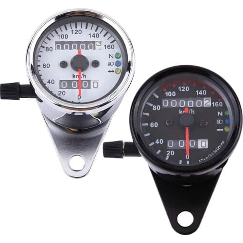 Universal Motorcycle Speedometer Odometer Gauge for Cafe Racer Motorbike with LED Signal Light Backlight Indicator