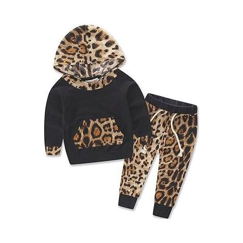 1-24m autumn spring baby girls children clothes set Leopard Print Tracksuit Top + Pants Outfits toddler girl clothing good