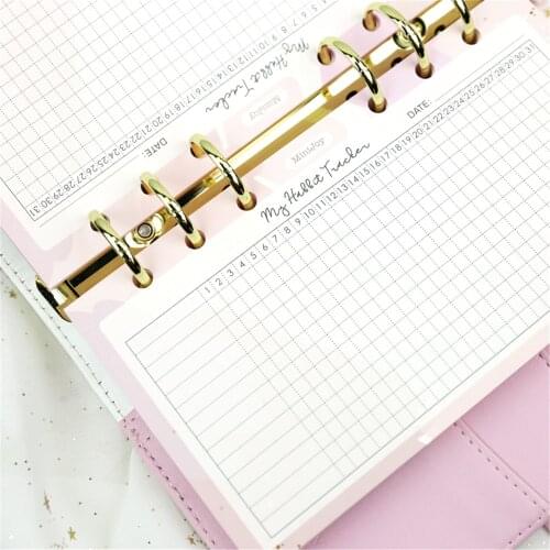 40 Sheets Habbit Tracker Notebook Inner Pages Cute Stationery 6 Holes A5/A6 Refills Loose Leaf Binder Organizer Notebook