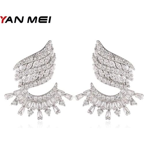 YANMEI CZ Geometric Luxurious Dangle Earrings For Ladies Crystal Bohemian Spiral Shape Fashion Jewelry Gift Brincos YME9129
