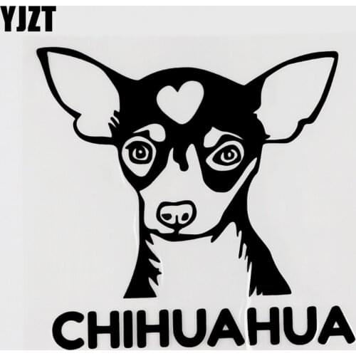 YJZT 13.6CM×13.1CM Fun Animal Chihuahua Vinyl Car Window Sticker Decal Black/Silver 13F-0051