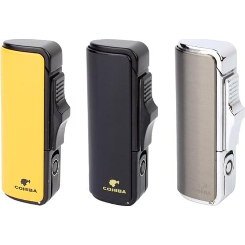COHIBA Cigarette Fire Lighter Cigar Smoking Gas Ligther Cigar Punch Flame 3 torch jet flame Cigarette Fire Lighter