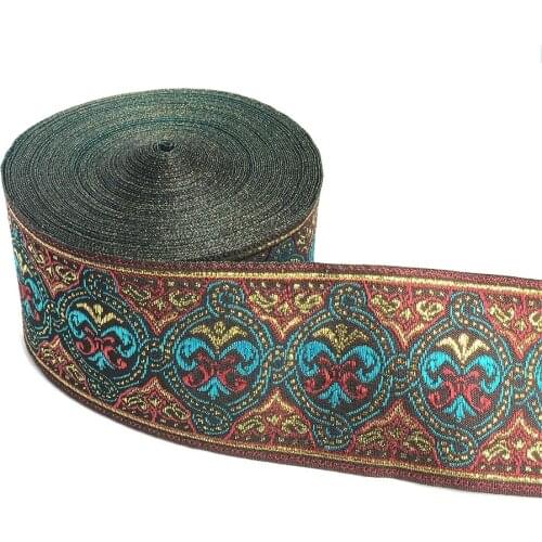 ZERZEEMOOY 2" 5cm 10yard/lot National Wind Embroidery Polyester Woven Jacquard Ribbon DIY Costume Lace Trim