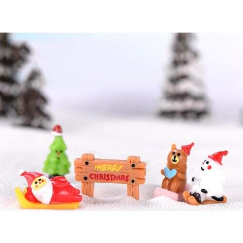 ZOCDOU 1 Piece Lucky Christmas Tree Bear Snowman Santa Claus Gift Ornament Small Statue Little Figurine Crafts House Deco