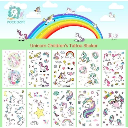1 Sheet Cartoon Unicorn Tattoo For Kid Cute Fake Taty Children Tatouage Temporaire Body Art Waterproof Flash Tattoo Sticker