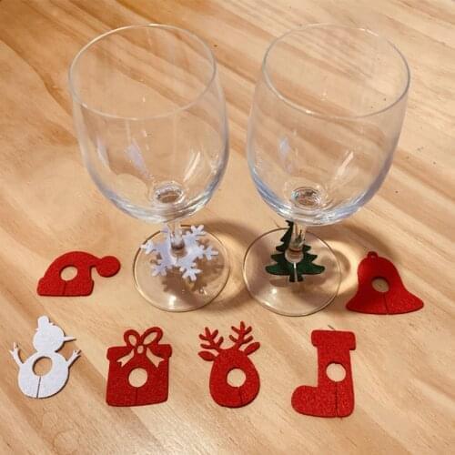 6Pcs/lot Christmas Wine Glass Decoration Charms Party New Year Cup Ring Table Decorations Xmas Pendants Decoration Navidad