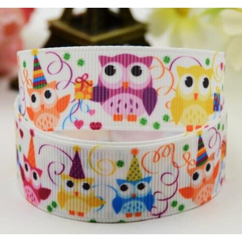 7/8'' 22mm,1" 25mm,1-1/2" 38mm,3" 75mm OWL Cartoon Character printed Grosgrain Ribbon party decoration X-01277 10 Yards