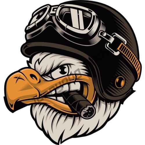 American Eagle Biker Helmet Sticker Motorcycle Cigar Vehicle Decal Car Truck Bumper Camper Yacht SUV Fine Decal Decor PVC13x12cm