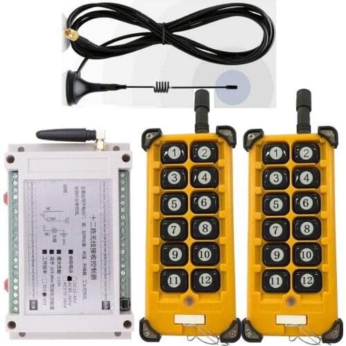 Sucker Antenna 3000m AC110 220V 12CH Radio Controller RF Wireless Remote Control Overhead Travelling Crane System Digital keys