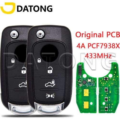 Datong World Car Remote Key For Fiat 500X Egea Tipo 2016-2018 433.92FSK 4A Hitag-AES Chip Use Orginal Factory PCB Flip Smart Key