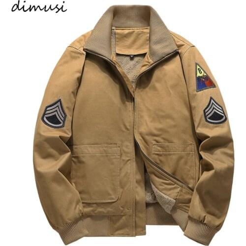 DIMUSI Winter Mens Bomber Jacket Casual Male Outdoor Stand Collar Fleece Warm Coats Fashion Retro Military Jackets man Clothing