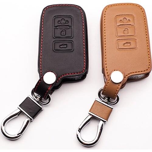 Hot Sale Genuine Leather Case Cover For Toyota Camry Avalon rav4 for Highlander Land Cruiser Car Key Case 3 Button Car Shell bag