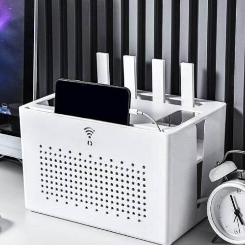 Double-layer Wireless Wifi Router Storage Box Desktop Socket Wire Organizer Box TV Set Top Rack Power Strip Hidden