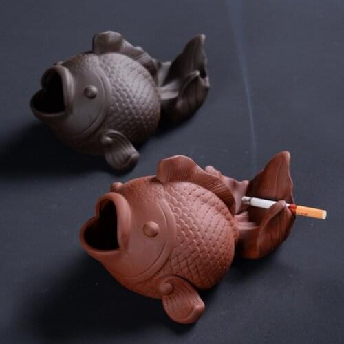 Purple Clay goldfish ashtray ash tray restaurant trays portable ashtray cigar ashtray Decoration gift for boyfriend P012