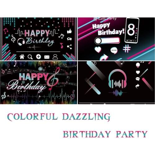 Gir Boy Birthday Party Backdrop Music Colorful Dazzling Background Photo Studio Photography Background Dessert Table Wall Banner
