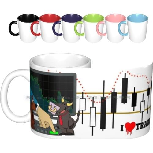 I Love Trading E Undecided Bear And Bull Enthusiast Ceramic Mugs Coffee Cups Milk Tea Mug Futures Trading Forex Trading Stock