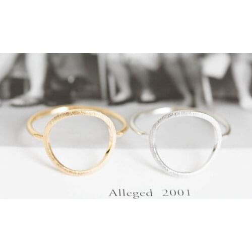 Jisensp Geometric Silver Color Brushed Round Rings for Women Fashion Jewelry anel Simple Karma Circle Finger Ring Party Bijoux
