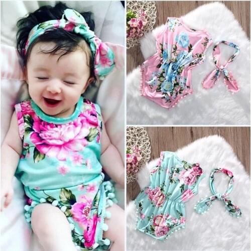 Pudcoco Girl Jumpsuits 0-24M Cute Baby Girls Floral Romper Jumper Jumpsuit Sunsuit Outfits Clothes