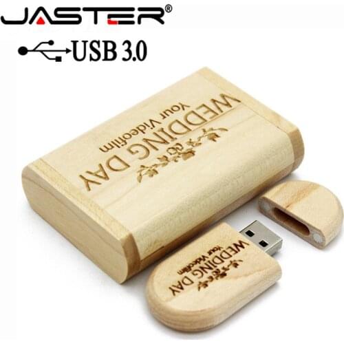 JASTER USB 3.0 maple usb with box USB flash drive pendrive 4GB 16GB 32GB 64GB photography gift 1PCS free custom logo