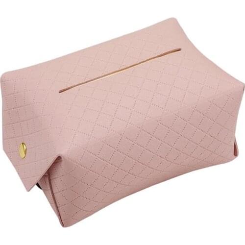 PU Leather Car Tissue Box Hanging Car Back Seat Headrest Tissue Holder Case Pink tissue box car Auto Interior Storage Decoration