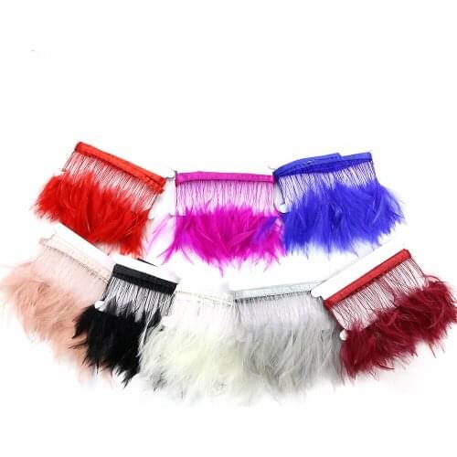 2 yards Stripped Rooster Hackle Chicken Feather Trim 4-6" feathers on Ribbon for DIY Clothing Dresses Decoration Plume Crafts