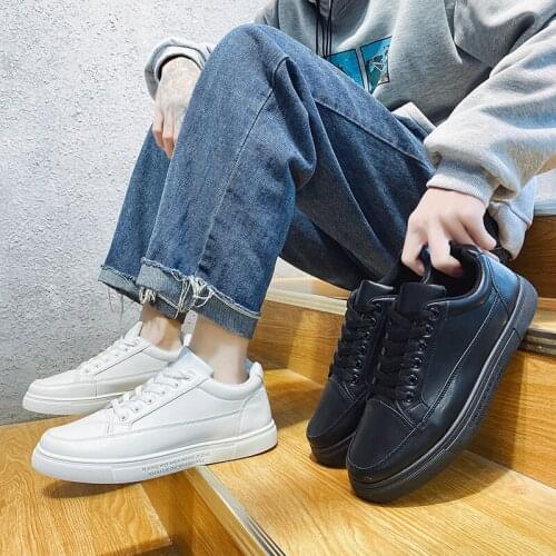 Mens 2021 White Black Leather Men Shoes Vulcanize Plus Size 35-46 Shoes Women Casual skateboarding shoes Classic Brand Sneakers