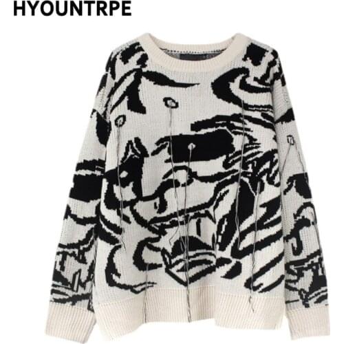 Mens Sweaters Fashion Hip Hop Tassel Harajuku Sweaters Casual Long Sleeve O-neck Knitted Sweater Cotton Pullover Jumpers Sweater