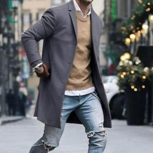 2020 Hot Sale Mens Wool Coat Winter Trench Coat Outwear Overcoat Fashion Long Sleeve Jacket Blends