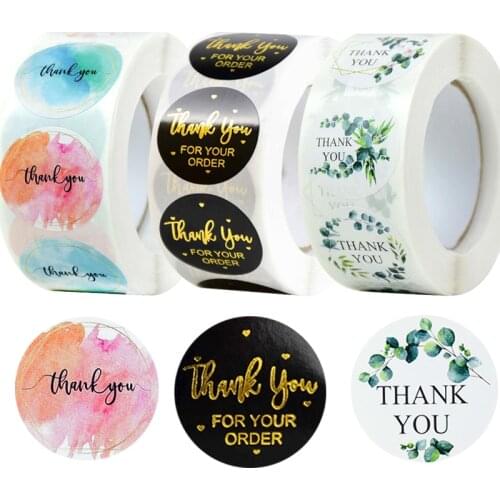 500Pcs Thank You Stickers Label Green Leaves Transparent Seal Label For Wedding Birthday Party Gift Box Sticker DIY Scrapbooking