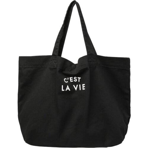 New Korean Leisure Art Handbag Simple Letter Printed Canvas Bag Ins Online Celebrity Fashion One-shoulder Womens Bag