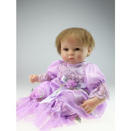 New Wholesale Reborn Princess Style Babydoll Purple Skirt Imported mohair Living Doll Toddlers' Toys Or Gift
