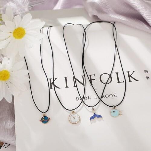 New Cartoon Animal Necklaces Sweet Pendants Clock Planet Necklace For Women Girls Kids Jewelry Xmas Gifts